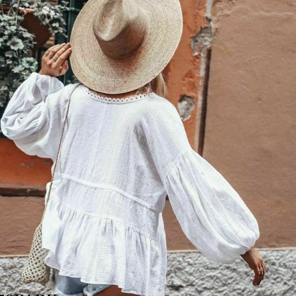 New Boho Gauze Tassel Long Sleeve Blouse Top - Picture 2 of 8